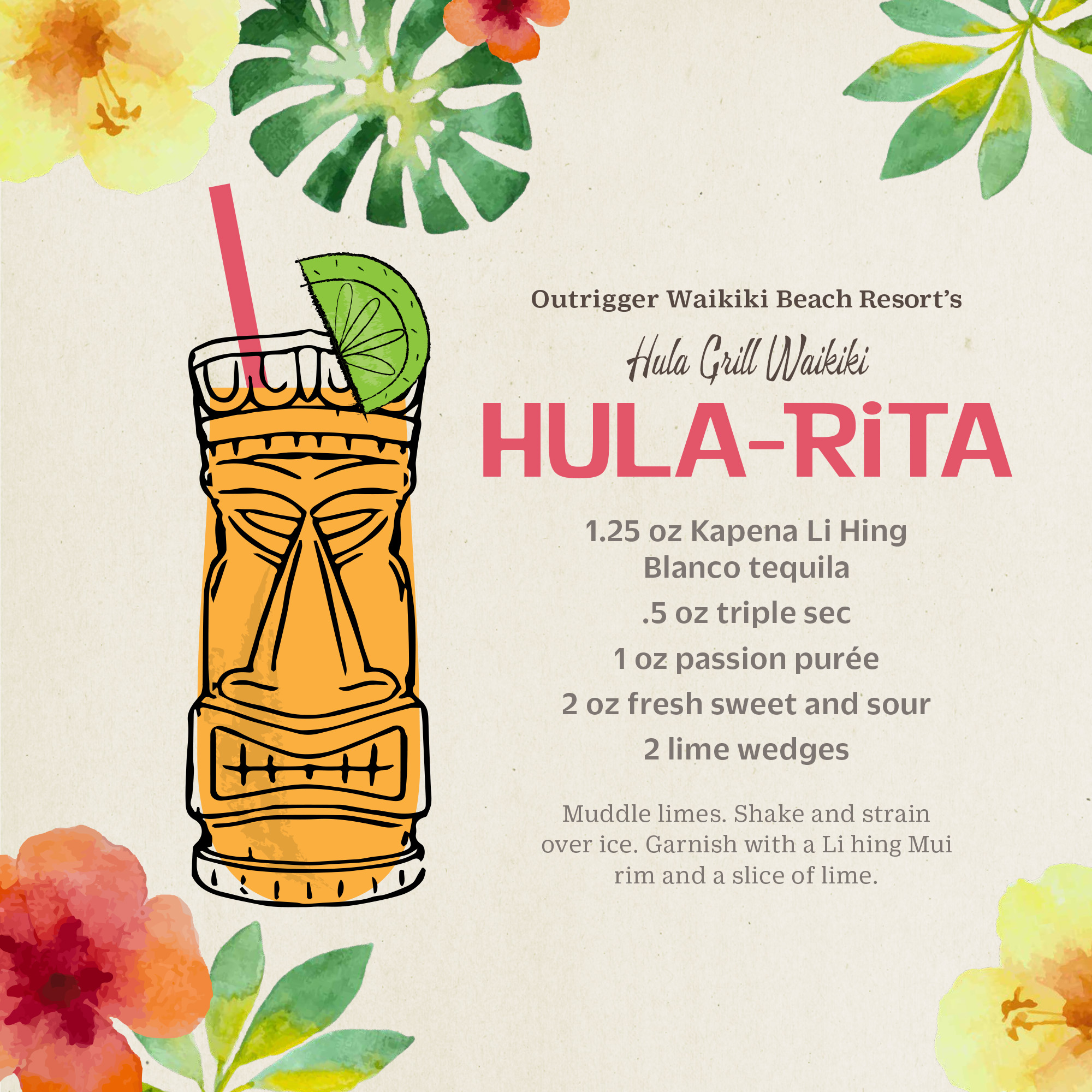 Hula-Rita cocktail recipe card