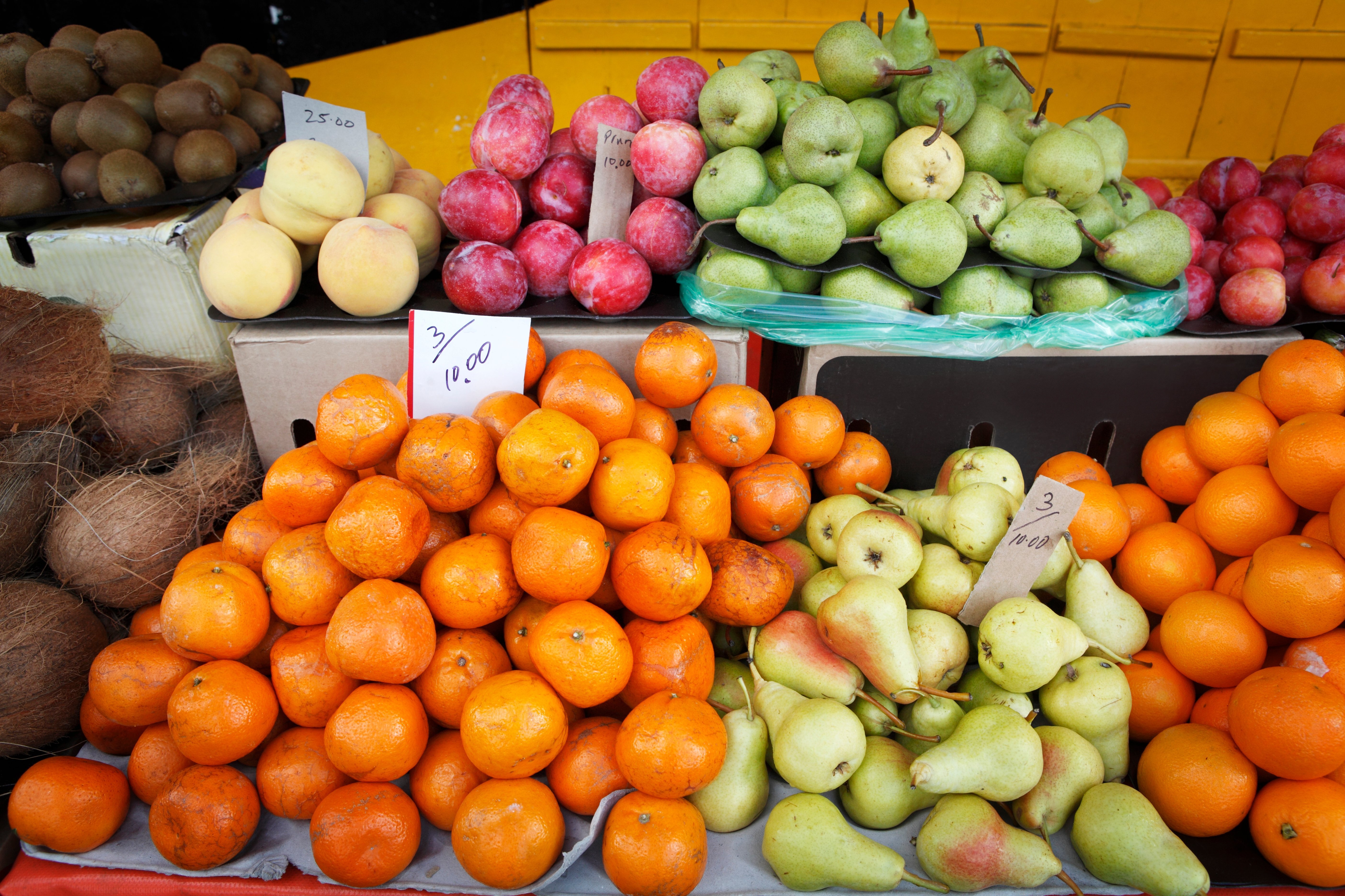 Fresh fruits at a market in Mauritius