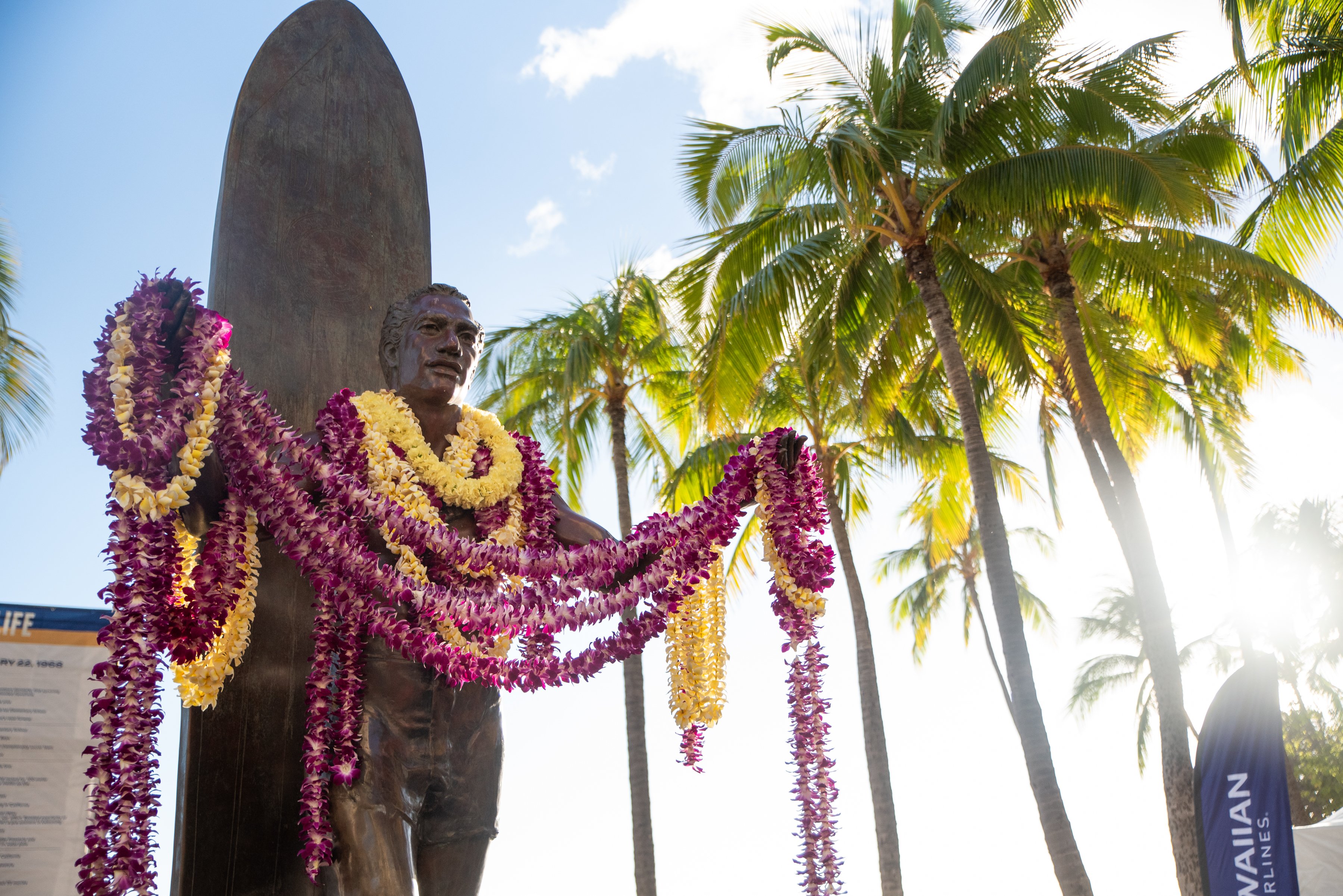 Duke Kahanamoku Statue with Lei